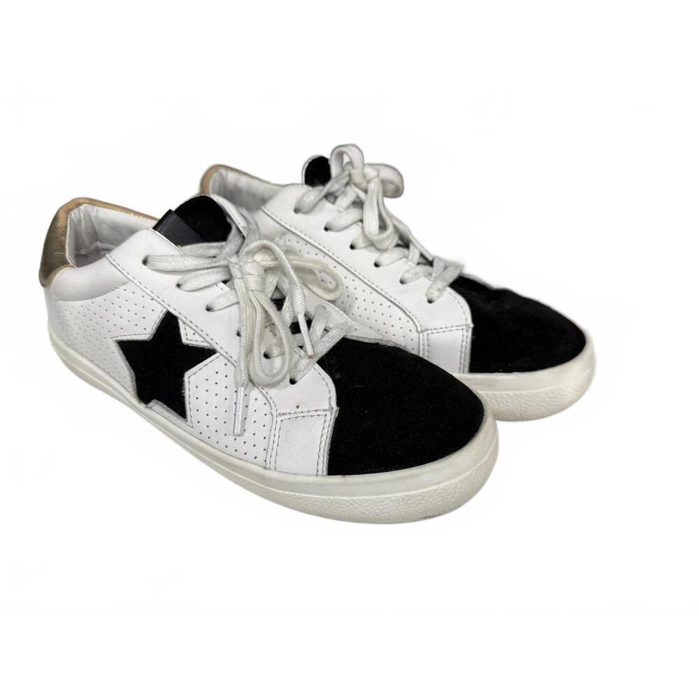 Steve Madden Womens Starling Low Leather Fashion Sneakers Black Multi Size 8
